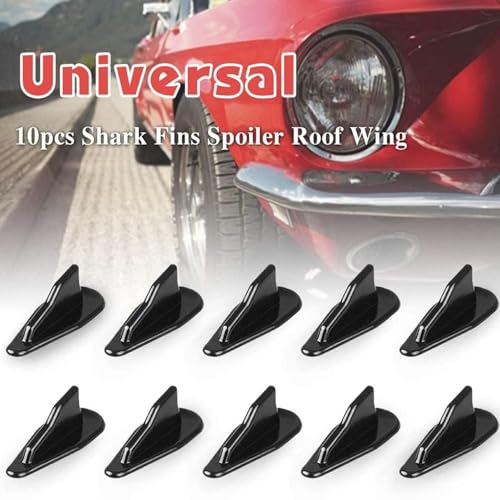 Image of 10Pcs Black Fin Air Vortex-Generator Diffuser Universal Shark Fin Kit Compatible with Car Roof Wing Pointed Auto Accessories.