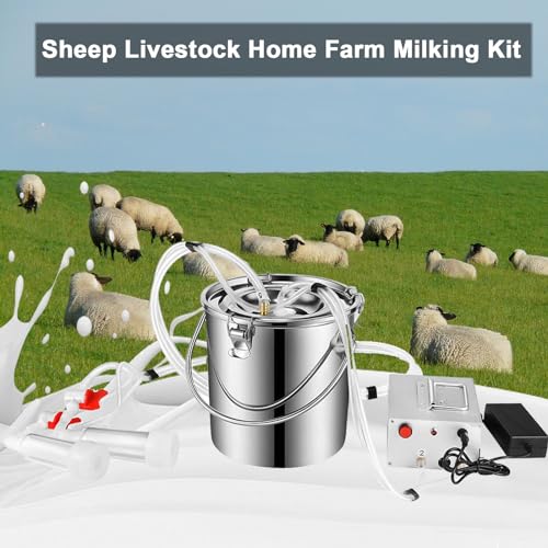 14L Electric Milking Machine, Witriolik Cow Milking Machine, Farms Goat Sheep Hand Vacuum Pump with Stainless Steel Milk Bucket, Kit Automatic Stop Equipment(Goat,14L) - Image 4