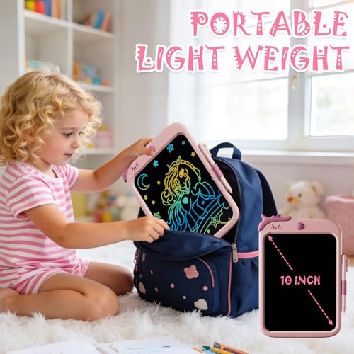 Image of Proffisy 10 Inch LCD Writing Tablet, Unicorn Digital Writing Pad with Stylus, One-Touch Erase & Screen Lock, Reusable Paperless Notepad for Drawing, Handwriting, Notes & Travel (Pink)