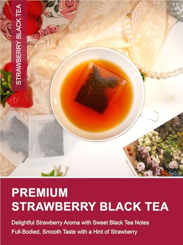 Image of TeeLux Strawberry Black Tea Bags, Blend Premium Black Tea with Natural Strawberry Flavor, Full-bodied & Robust Taste, 100 Count