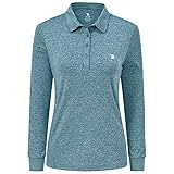 [YIRUIYA] シャツ レディース ポロ Tシャツ 長袖 大きいサイズフィットネス カジュアル 折り襟 春物 速乾 レイクブルー