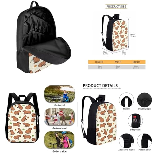 Capybara School Backpack for Girls 6-8 Kids School Bag School Supplies for Girls Kawaii Bookbag Set with Lunch Box Pencil Case Lightweight Kindergarten Rucksack Children's Back Pack4