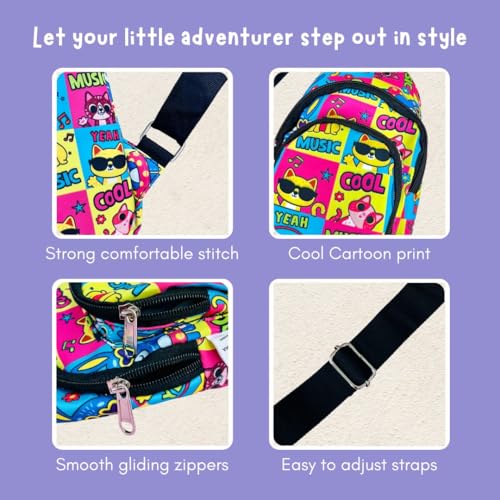 Image of Cots and Cuddles 10pc Cat Print Colourful Cross body Bags for Boys and Girls Kids School, Picnic, Return Gifts, Office