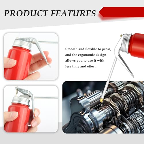 2PCS Oil Can Pump Oiler,200 ML Oil Can with Spout for Manual Refueling Metal Motor Oil Dispenser,Universal Car Accessories Oil Squirt Can Fit Most Vehicles Motorcycles - Thumbnail 5