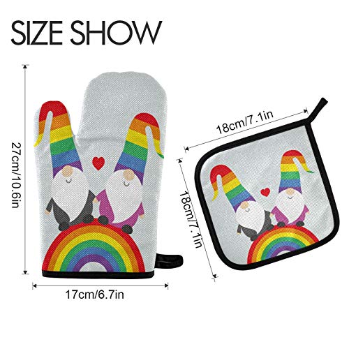 Valentines Gnomes Rainbow Oven Mitts And Pot Holders Sets Lgbt Pride Heat Resistant Hot Pads Cooking Gloves Handling Kitchen Cookware Bakeware Bbq #TOP1