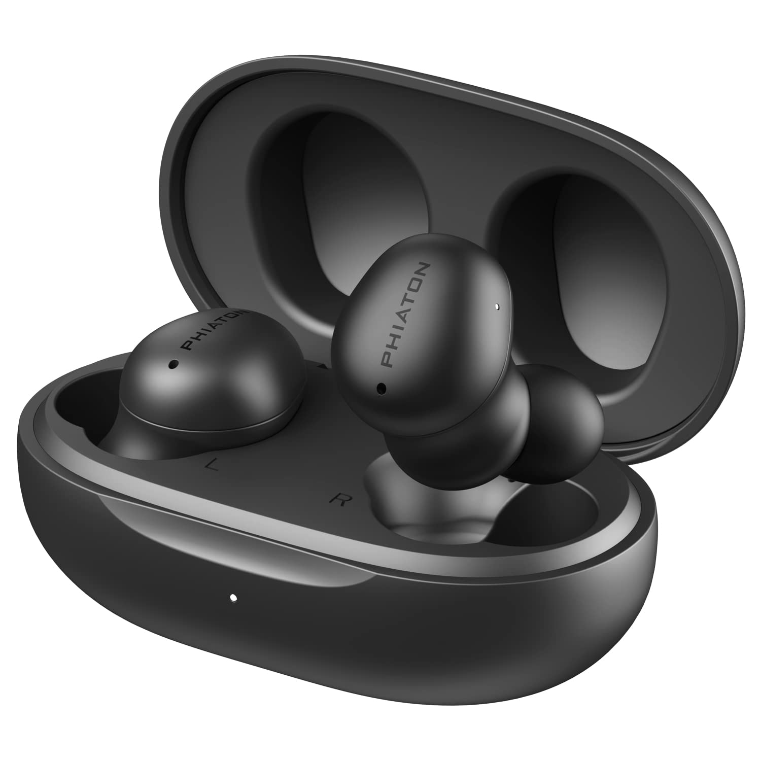 Phiaton PPU-TN0610BK01 BonoBuds Bluetooth Earbuds with Microphone and Charging Case, Digital Hybrid Active Noise Canceling, PPU-TN0610 (Space Black)