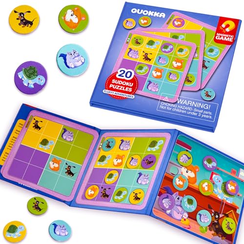 Image of QUOKKA Magnetic Sudoku Toddler Puzzles Ages 2-4 - 20 Pieces Puzzles for Kids Ages 4-6 - Games for Kids Ages 3-5 Sudoku Book with 3 Levels: Easy, Medium, Hard - Educational Portable Travel Game