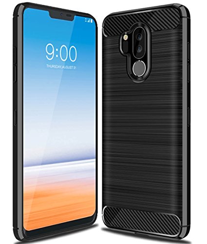 C&U LG G7 Case, LG G7 ThinQ Case, UCC Frosted Shield Luxury Slim TPU Bumper Cover Carbon Fiber Design and Anti-Scratch and Non-Slip Case Cover for LG G7 (Black)