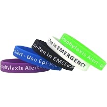 COLORFUL BLING 4/5 PCS Parkinsons Hypertension Hearing Inpaired Asthma Anaphylaxis Dementia Rubber Medical Alert ID Emergency Bracelet Warning Silicone Wristband Bracelets for Women Men
