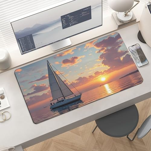 Desk Pad Protector 24x12 Inch Extended Sailboat and Sunset miniatura 6