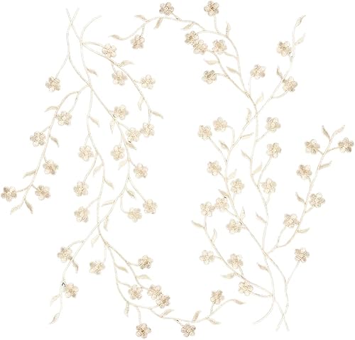 Miniatura 2 de CRASPIRE 2 piezas de apliques de flores para coser en ciruela, parches de bordado floral de encaje, vestidos de tela, accesorios para reparación de