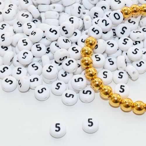 Image of Looconi 300pcs Number Beads 5 Plastic Beads for Jewelry Making