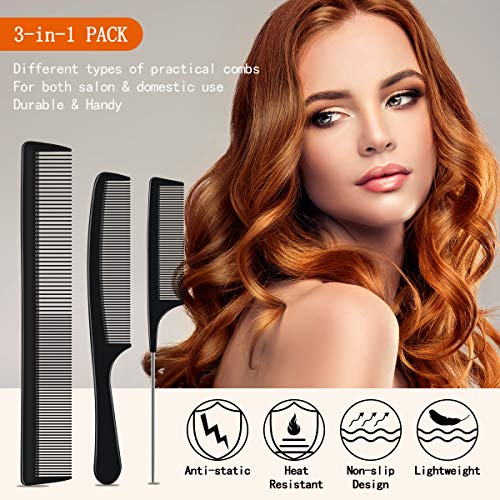 URAQT Hairdressing Set - 3pc Combs & Brushes, Including Pin Tail & Anti Static Fine Tooth Comb for Professional Salon Styling - Image 4