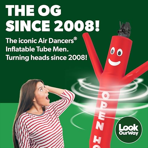 LookOurWay Air Dancers Wacky Waving Inflatable Tube Guy - 7ft Tall Inflatable Advertising Waving Dancing Man with Sky Dancer Blower - Open House Red - Image 5
