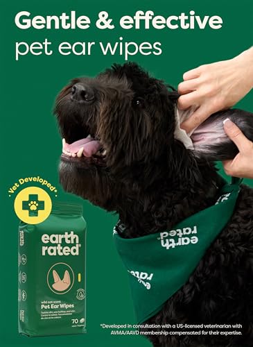 Image of Earth Rated Dog Ear Wipes, Vet Developed, Wild Oat, for Dirt & Wax, 70ct