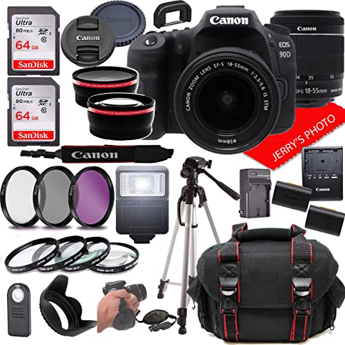 Cámara Canon EOS 90D DSLR con lente 18-55mm y accesorios miniatura 1