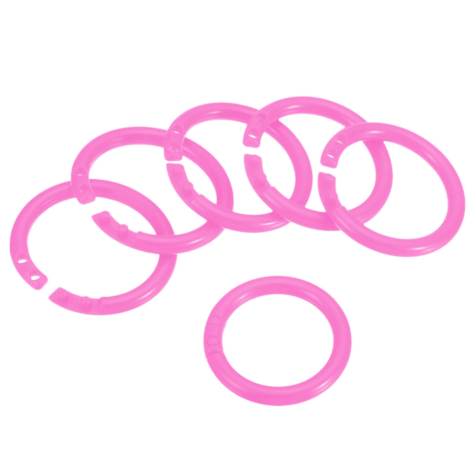 PATIKIL 1.1" OD 0.8" ID Loose Leaf Rings, 50 Pack Binder Ring Plastic for Book DIY Scrapbook Notebook Photo Album, Pink โ image 1