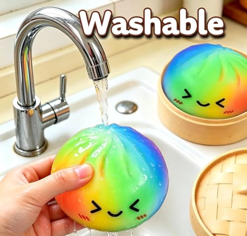 Colorful Dumpling Squishy, Rainbow Dumplings with Steamer Box, Squishy Dumpling Mystery Box, Sensory Stress Relief Toy, Anxiety Relief Toy, Soft Squeeze Easter Gifts for Teens — view 5