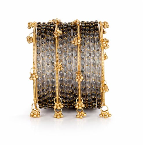 Image of Shining Diva Fashion 16 Pcs Trendy Stylish Glass & Kashmiri Ghungroo Bangles Set for Women & Girls | Traditional Festive Wedding Party Jewellery