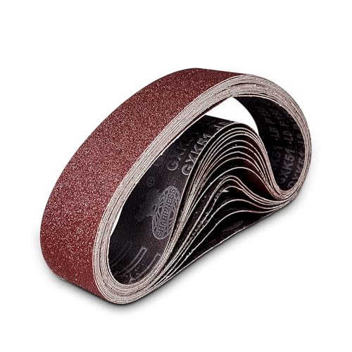 15 Pièces Bande Abrasive 50 x 686 mm, Bandes Abrasives Mixte (3 x Grains 80/120/150/240/320) Ensemble de Bandes Abrasives, pour Ponceuses à Bande