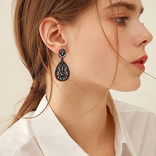 EleQueen Women's Wedding Bridal Austrian Crystal Bohemia Teardrop Chandelier Dangle Earrings - Image 4