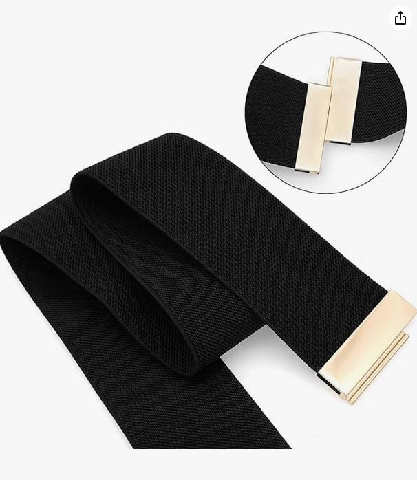 Metal Buckle Wide Belt, Stylish Stretch Waistband, Women Vintage Stretch Belts for Dresses Decoration3