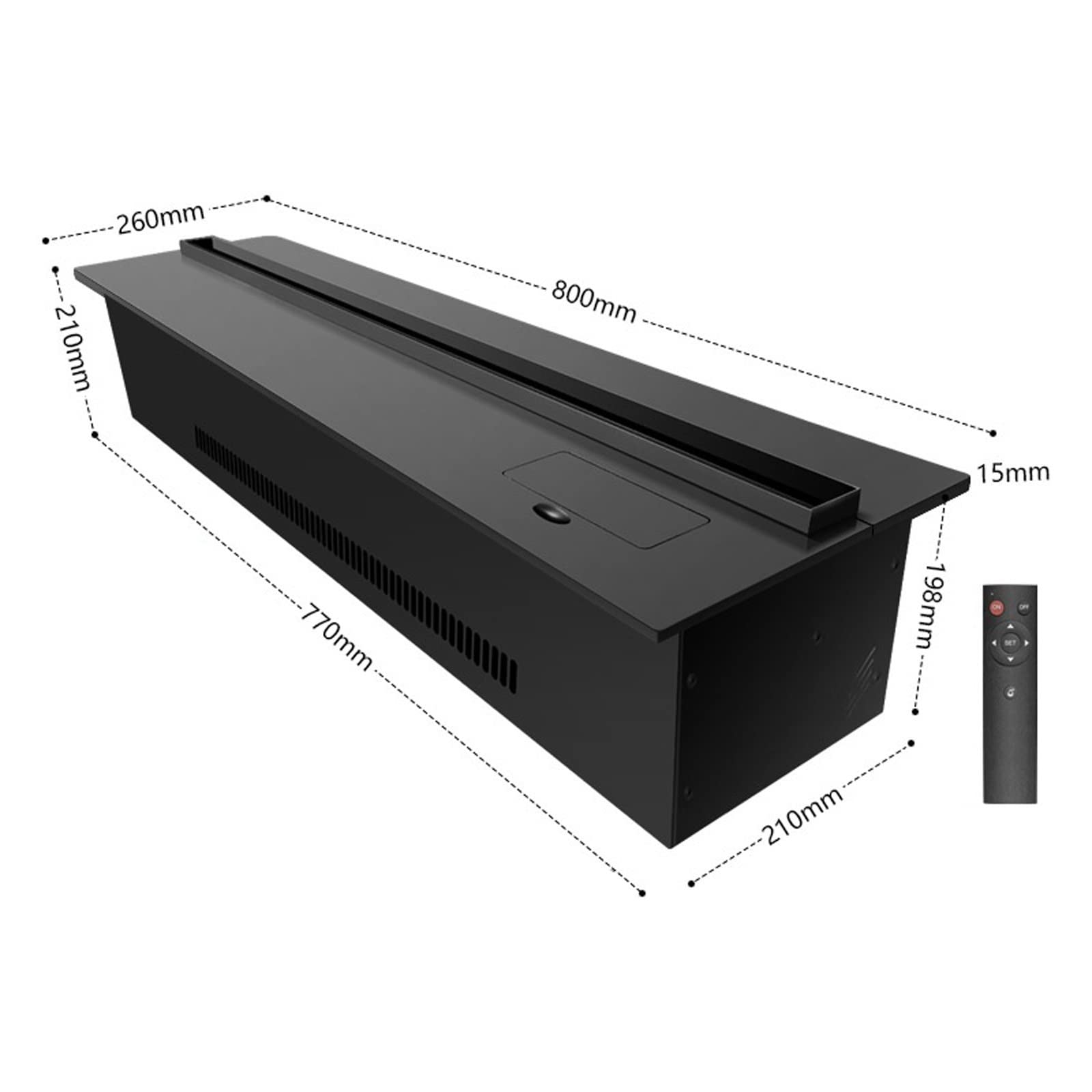 Kominek elektryczny Kominek elektryczny Kominek metalowy Panel 7 kolorów Wkład płomienia Kominek ścienny z pilotem i ukrytymi przyciskami Kominki 3D，One Color-800cm