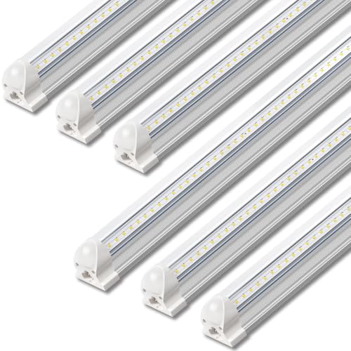 Image of SHINESTAR 4FT LED Shop Lights, 40W 5000LM 5000K LED Shop Light Super Bright 75% Energy-Saving Linkable T8 Light Tube Integrated Fixture for Workshop Garage Basement, 6 Pack