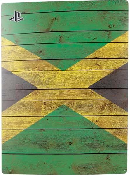 Skinit Decal Gaming Skin Compatible with PS5 Bundle - Jamaican Flag Dark Wood Design