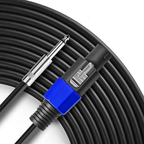 Confezione da 2 cavi da 50 Ft Speakon a 1/4 pollici per altoparlante da 12 Gauge AWG, di collegamento audio da 6,35 mm, per DJ/PA