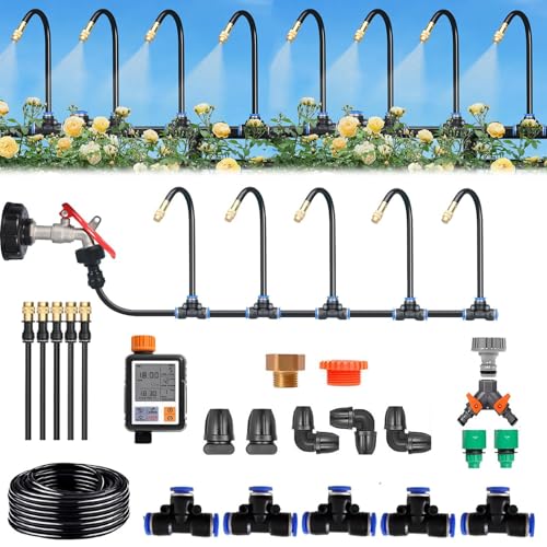 360° Curved Automatic Drip Irrigation System for Garden - Universal Plant Watering Kit with 40m/131ft Hose & Timer, Efficient Garden Sprayer for Hassle-Free Watering