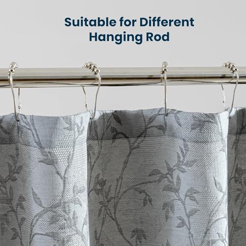SLEEP ZONE Farmhouse Jacquard Shower Curtain, Textured Fabric Shower Curtains Leaf Curtain for Modern Home Decorations Bathroom, 72" × 80" Grey Leaf - image 4