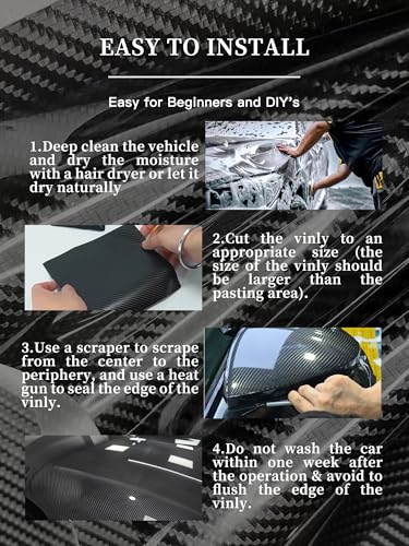 Image of 10ft x 4.9ft 3D Carbon Fiber Black Car Vinyl Wrap Roll, Durable Easy Application Automotive Wrapping Film for Car Body Protection (Carbon Fiber Black)
