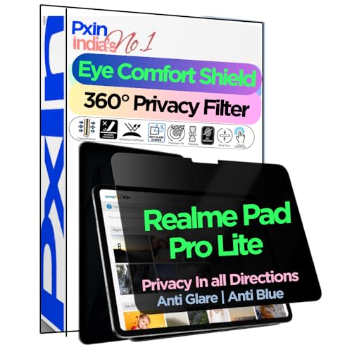 Image of PxIn Tablet Privacy Screen Guard compatible with Realme Pad Pro Lite | No.1 | Anti Glare | Anti Blue Light | Anti UV | 4 Way Privacy Filter | 360 Privacy | Eye Protect