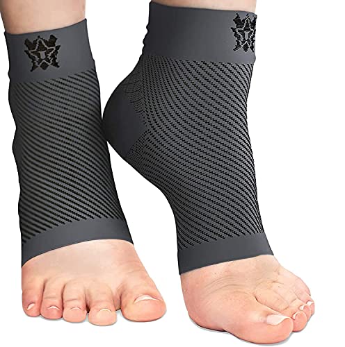 Bitly Ankle Brace for Foot Support - Ankle Compression Sleeve for Heel & Ankle Pain Relief - Neuropathy Nano Socks for Men & Women (Gray, Large)