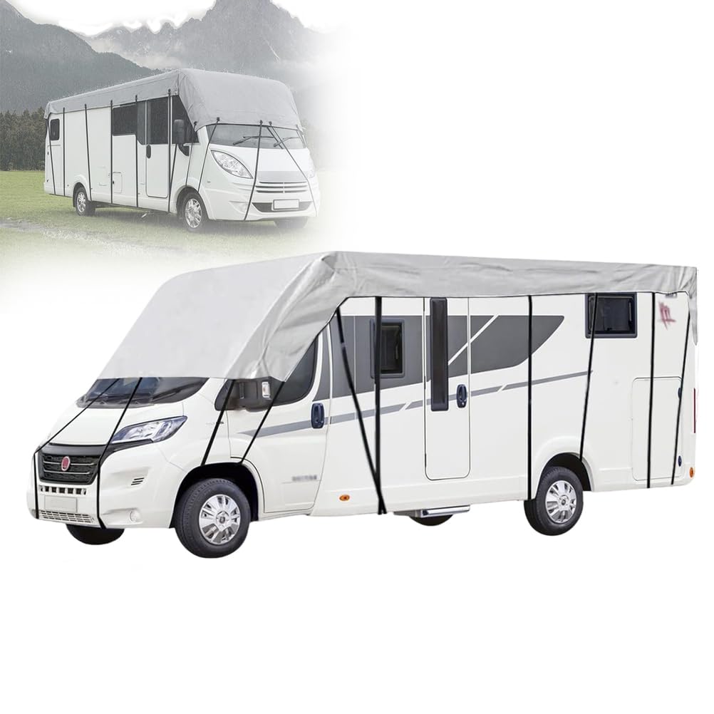 Cubierta Protectora para Caravana,Techo Protector,Lona para Autocaravana Tela Oxford 210d Cubierta Impermeable,Funda Universal para Caravana con Bolsa de Almacenamiento,Sliver,5×3.0m/16×10ft