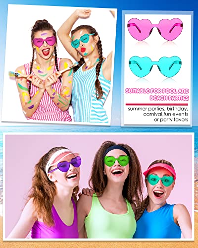 Frienda 8 Pairs Heart Shaped Sunglasses for Women Rimless Heart Glasses Candy Color Sunglasses for Party Favor3