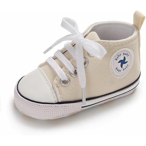Sekantrol Unisex Baby Girls Boys Shoes Infant Soft Sole Canvas Newborn First Walkers High Top Anti-Slip Sneakers