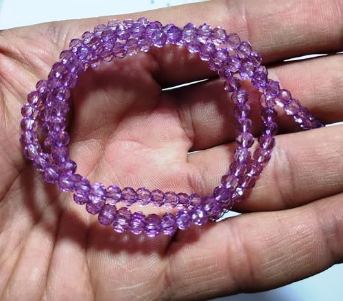 Image of GoSetGet! 4mm Rondelle /Tire (1000 Pcs) LITE Purple Crystal Macrame Plastic Beads for Arts, Crafts & Decoratives-High Sparkle Cutting Crystal Beads for Macrame, Jhula, Torana, Jhumar (LitePurple)