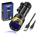 VMTENMV UV Flashlight USB-C Rechargeable 365nm, Mini Black Light Flashlight, Wood's Lamp Water Resistant Portable, Powerful LED UV Blacklight, Detector for Pet Urine, AC Leak Detection, Curing Resin