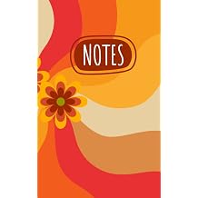 Retro and Vintage 70's style Notebook/Journal with Groovy Clorful Pattern 5"x8", Trend Flower Pattern Design, 80 ruled pages, for taking notes, keeping journal