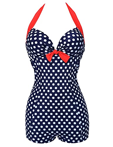 AONTUS Womens One Piece Swim Dresses Swimwear Boyleg Swimsuits Women Plus Size Swim Skirt Blue