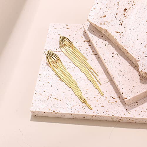 FANZE Tassel Earrings for Women Gold Long Dangle Drop Statement Fringe Earring Trendy Fashion Jewelry Gift for Wedding Party Prom Cocktail Valentines Chrismas Thanksgiving4