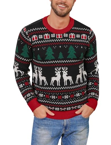 Litherday Weihnachtspullover Herren Strickpullover Warm Rundhals...