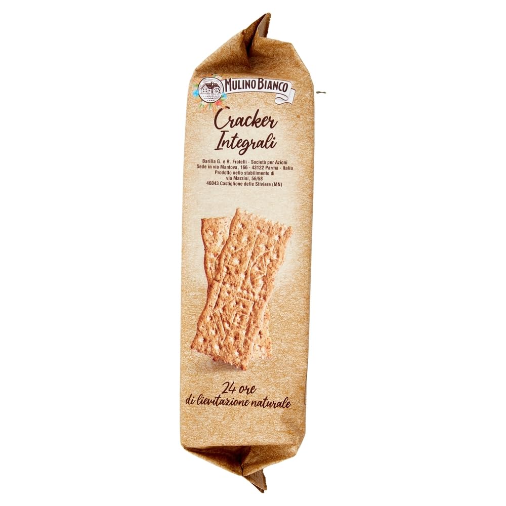 Mulino Bianco Cracker Integrali con Farina Sostenibile Ricchi di Fibre, Crackers à pleine farine, Riche en fibres, 3x 500g + Italian Gourmet polpa 400g
