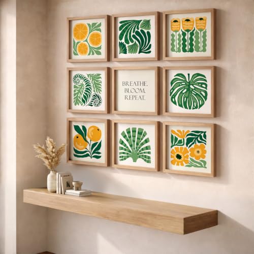 Image of NoWorries Wall Paintings Set of 9 Framed for Living Room | Botanical Citrus Leaf Floral Quote Wall Art, Modern Square Gallery Wall Decor for Bedroom, Dining Room, Office & Home Decoration (Art-7, Frame Size-10x10 inches)