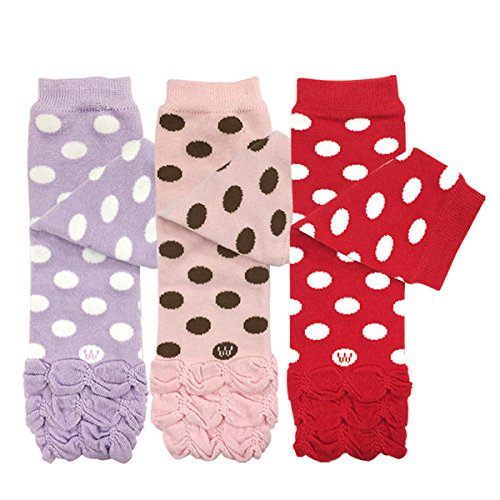 Allydrew 3 Pack Polka Dots, Ruffles & Stripes Baby Leg Warmer & Toddler Leg Warmer For Boys & Girls, Purple, Pink, Red #TOP21