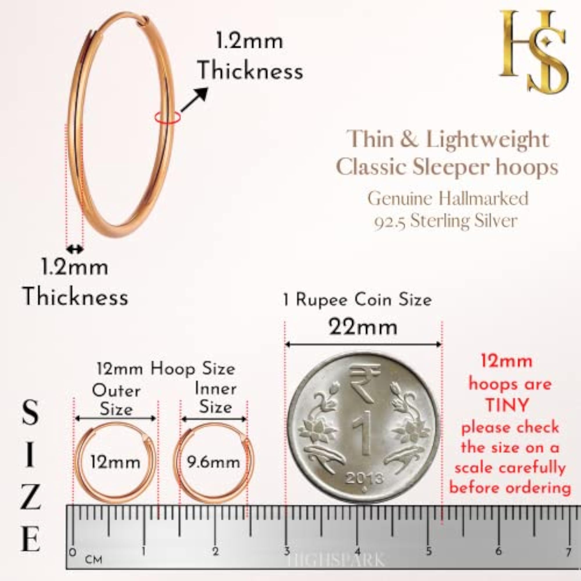 Women's 925 Silver Hoop Earrings, Classic Endless Hoops