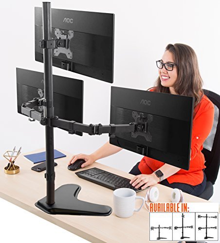 Stand Steady Triple Monitor Desk Stand with Tabletop Base, for