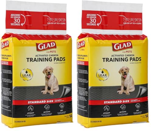 Image of Glad for Pets Black Charcoal Puppy Pads, All-in-One | Puppy Potty Training Pads that Absorb & NEUTRALIZE Urine Instantly | New & Improved Quality Puppy Pee Pads, 14 Count (Pack of 2)